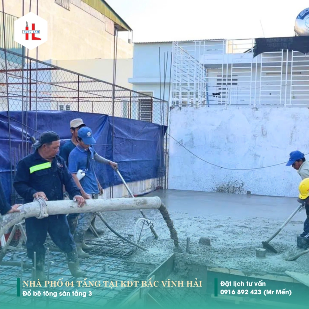 Nhật ký thi công Đổ bê tông sàn tầng 3 – 05D3 | Xây Dựng Hưng Lâm
